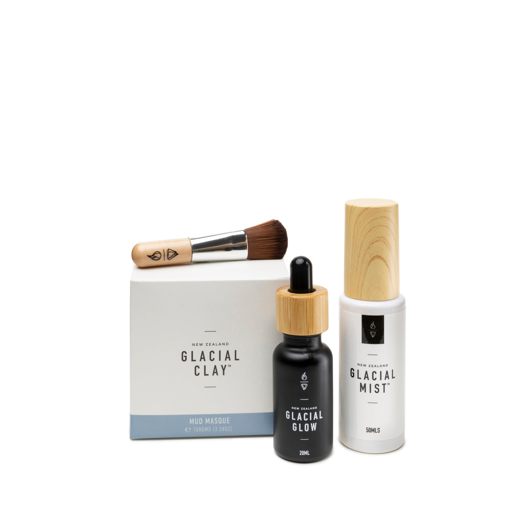 Essential Pack of Masque,Brush, Glacial Mist and Oil